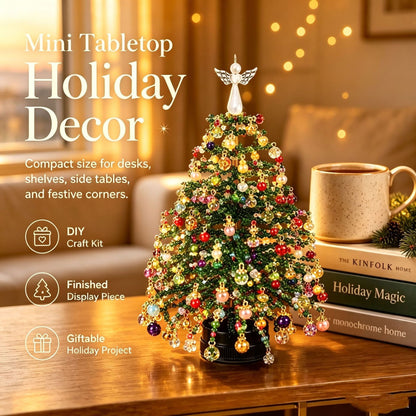 🎄Handmade Elegant Beaded Mini Christmas Tree✨Collectible Premium Holiday Decor Kit