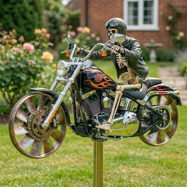 🎁🔥Upgrade Dad's Yard! 49% OFF Father's Day Sale🏍️💀Skull Motorcycle Windmill