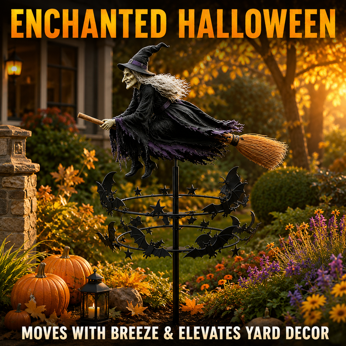 🔥50% Off Last Day -Halloween Early Bird Special🧙‍♀️ The Enchanted Witch Garden Wind Spinner