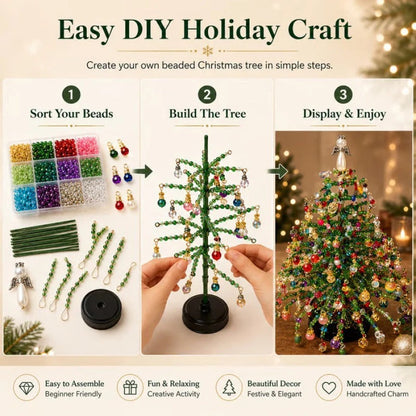 🎄Handmade Elegant Beaded Mini Christmas Tree✨Collectible Premium Holiday Decor Kit